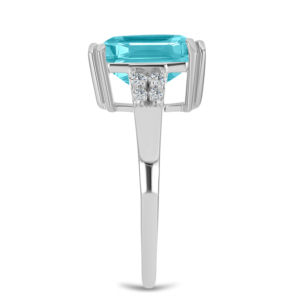 Silberring mit Paraiba Quarz und weißem Topas 4 