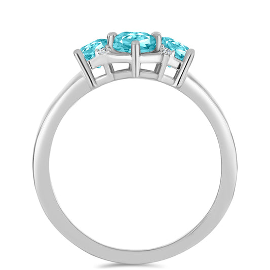Silberring mit Paraiba Quarz und weißem Topas