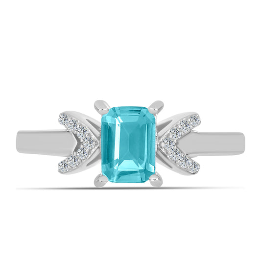 Silberring mit Paraiba Quarz und weißem Topas