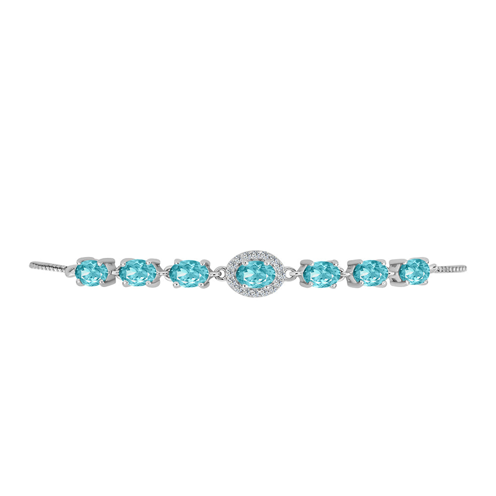 Silberarmband mit Paraiba Quarz und weißem Topas