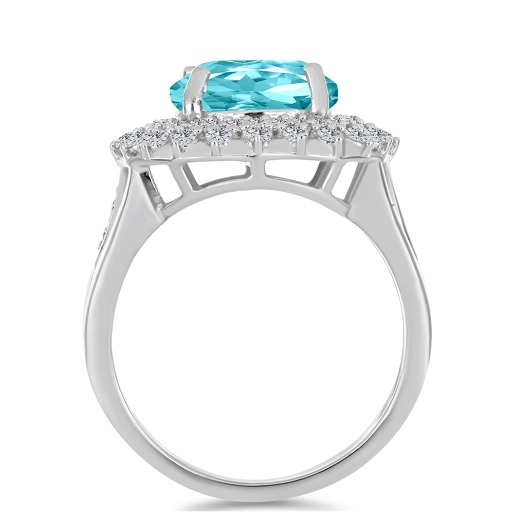 Silberring mit Paraiba Quarz und weißem Topas 2 