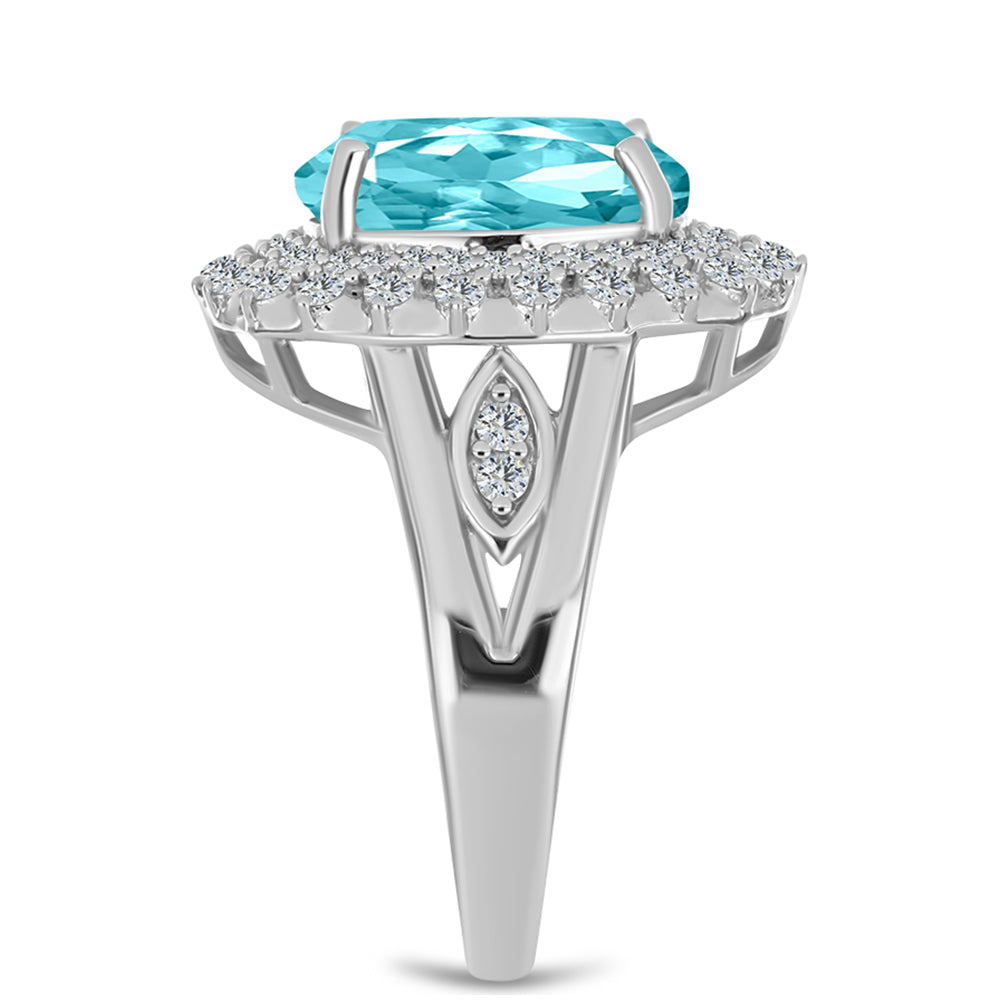 Silberring mit Paraiba Quarz und weißem Topas 4 