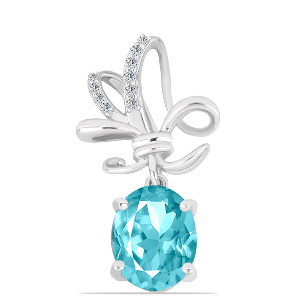 Silberanhänger mit Paraiba Quarz und weißem Topas