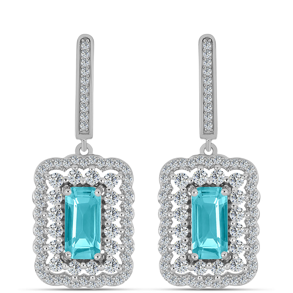 Silberohrringe mit Paraiba Quarz und weißem Topas 1 