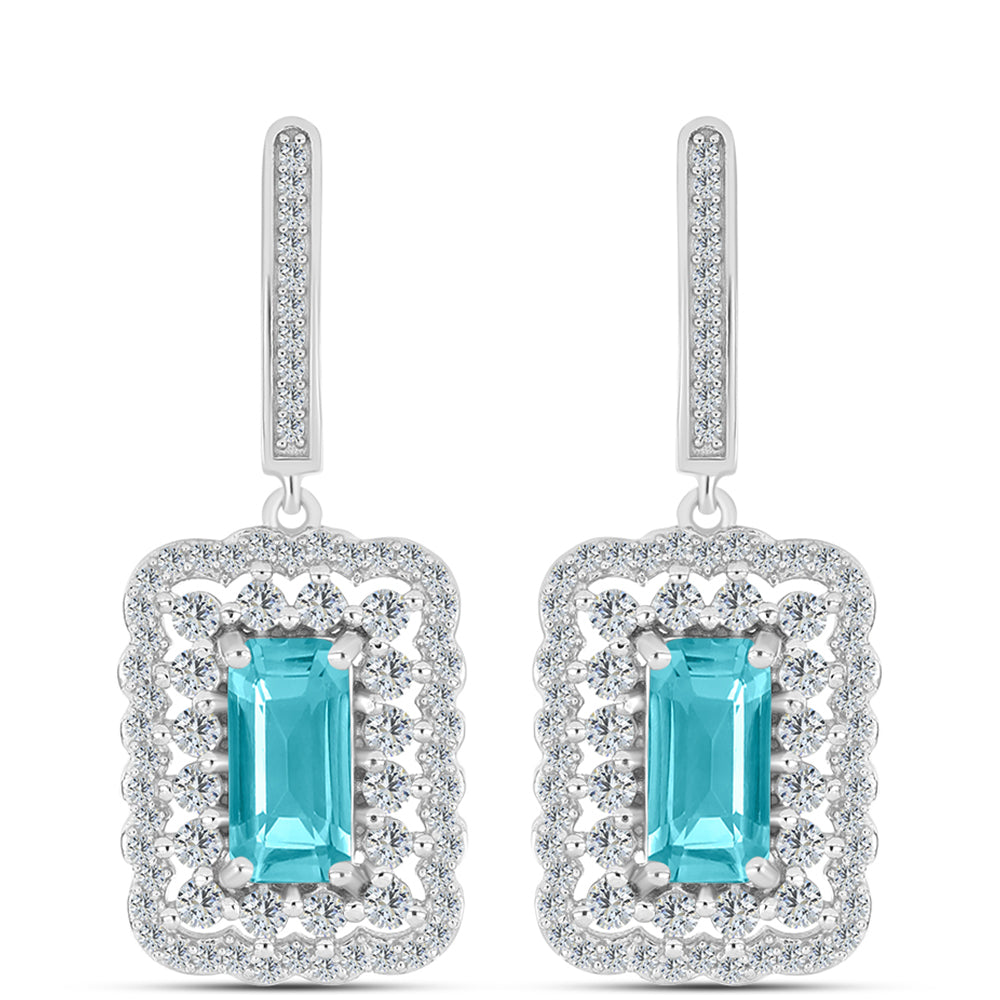 Silberohrringe mit Paraiba Quarz und weißem Topas 2 