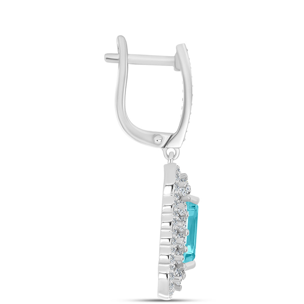 Silberohrringe mit Paraiba Quarz und weißem Topas 4 