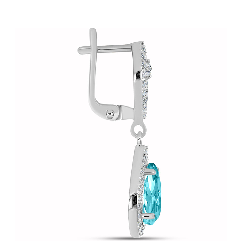 Silberohrringe mit Paraiba Quarz und weißem Topas