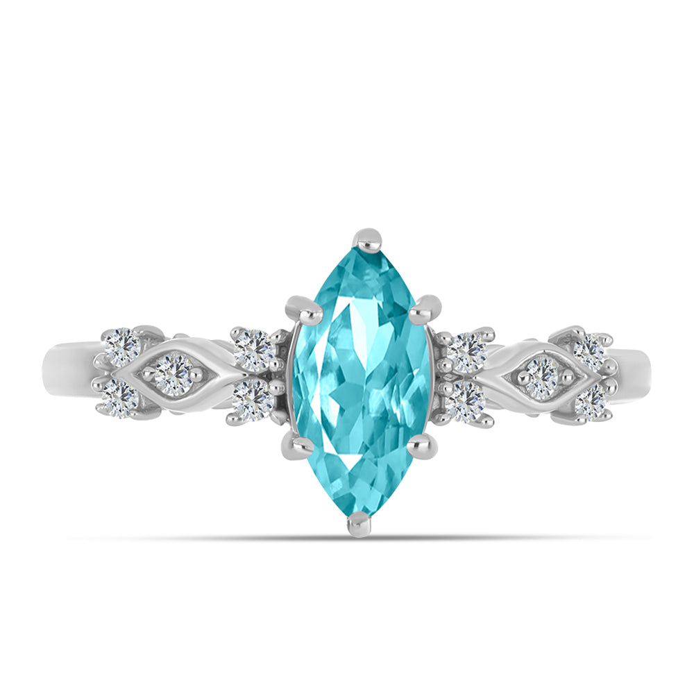 Silberring mit Paraiba Quarz und weißem Topas