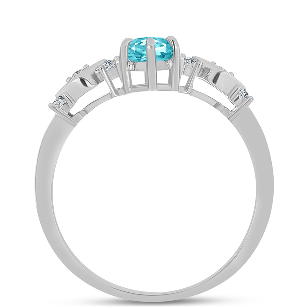Silberring mit Paraiba Quarz und weißem Topas
