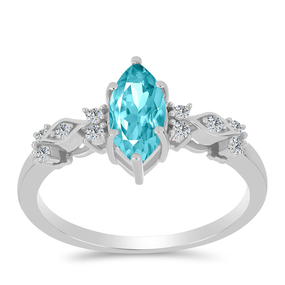 Silberring mit Paraiba Quarz und weißem Topas