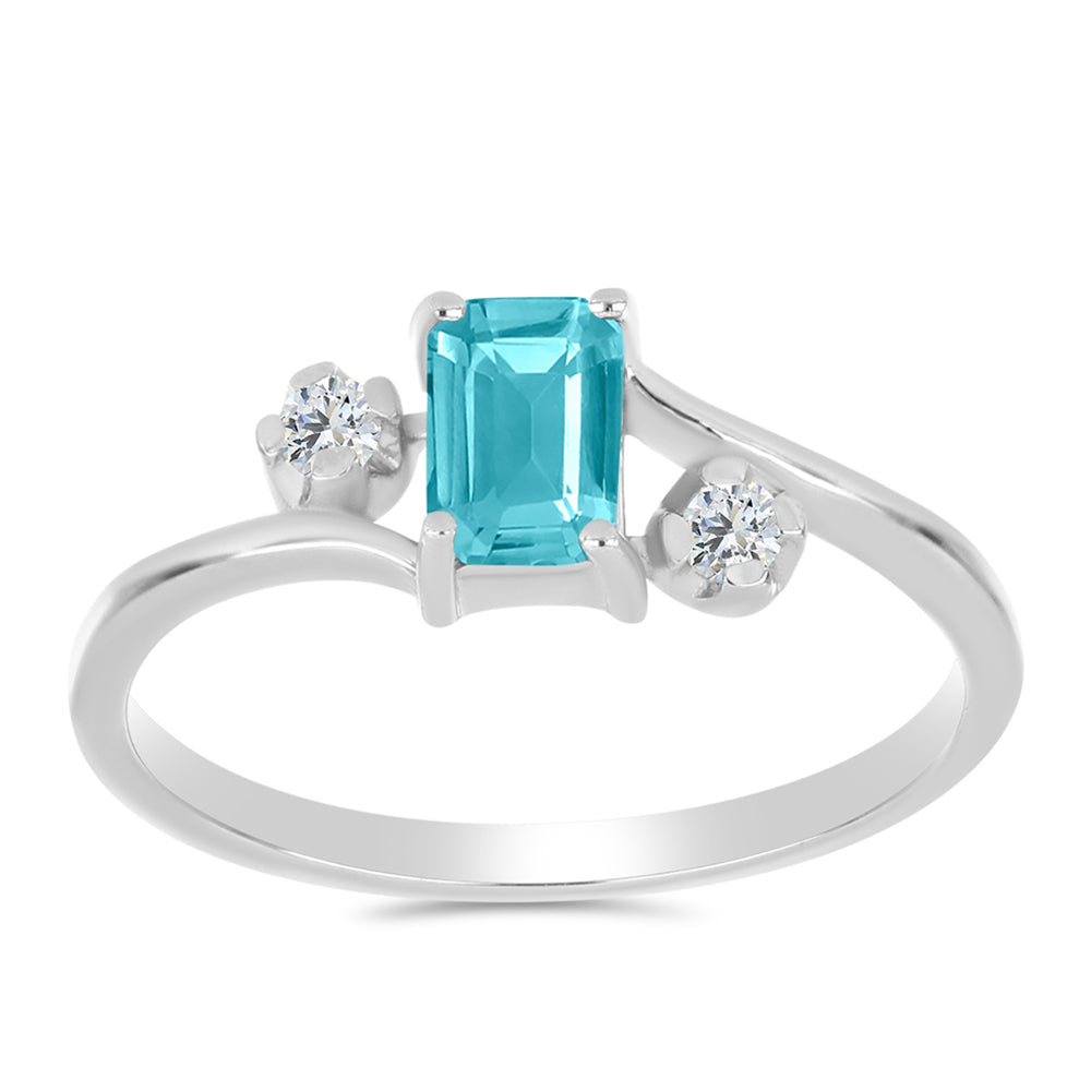 Silberring mit Paraiba Quarz und weißem Topas 3 