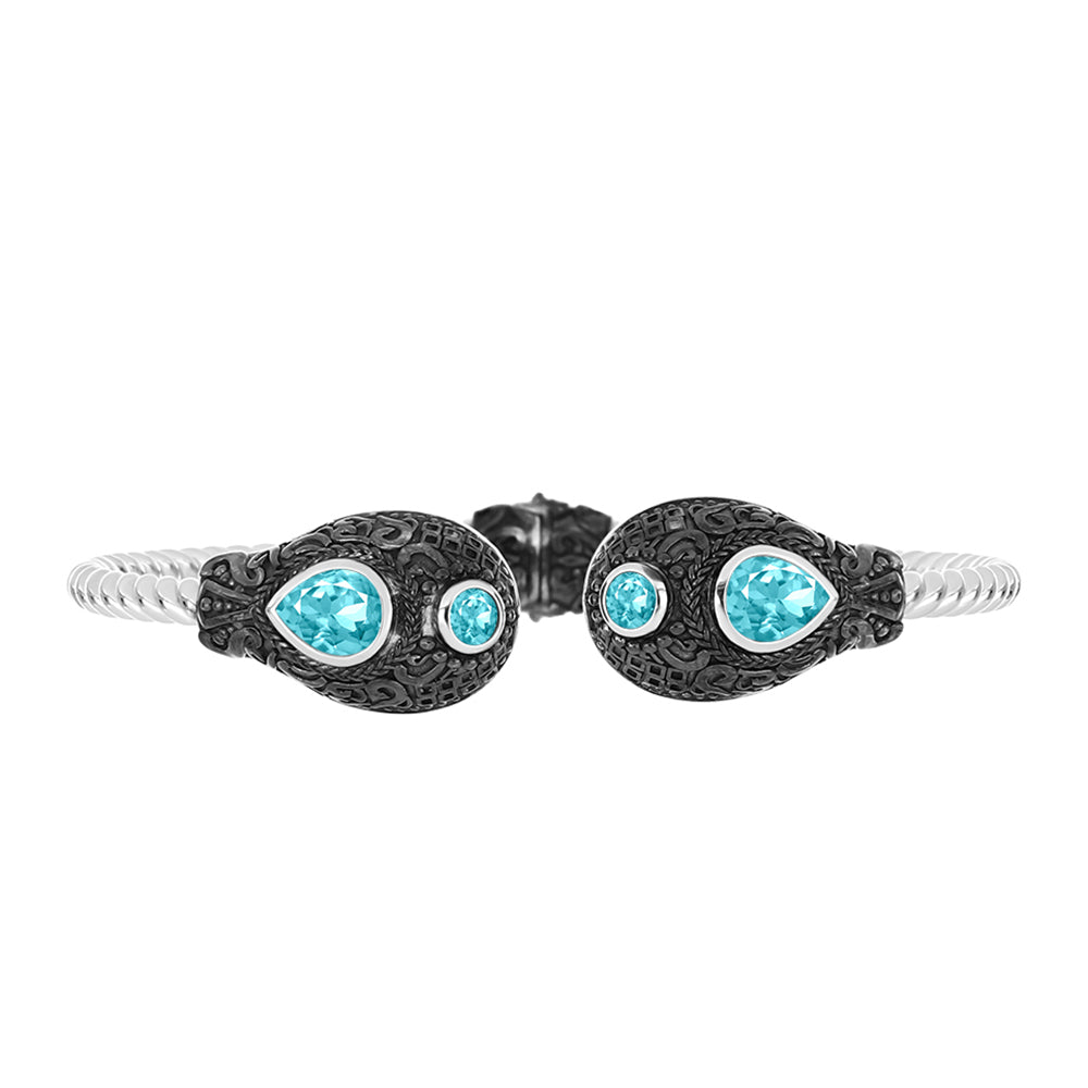 Silberarmreif mit Paraiba Quarz