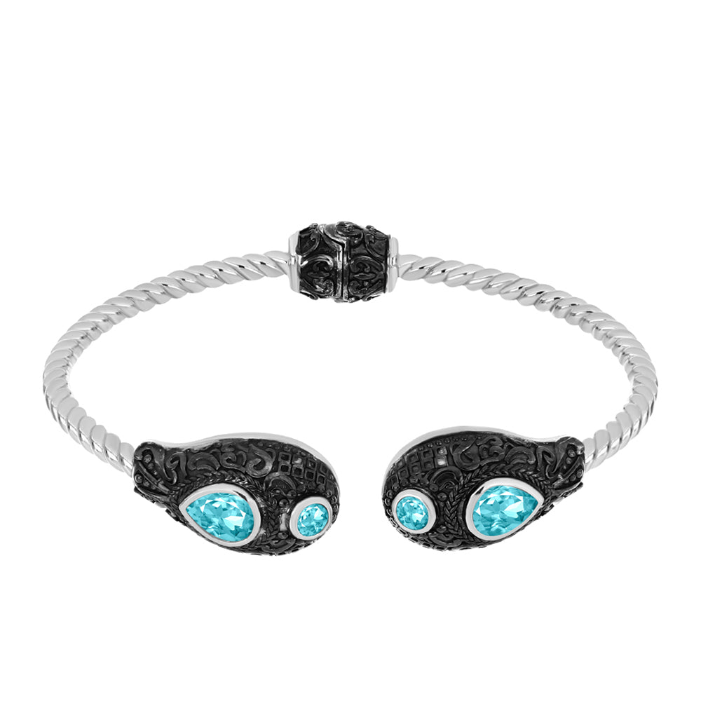 Silberarmreif mit Paraiba Quarz