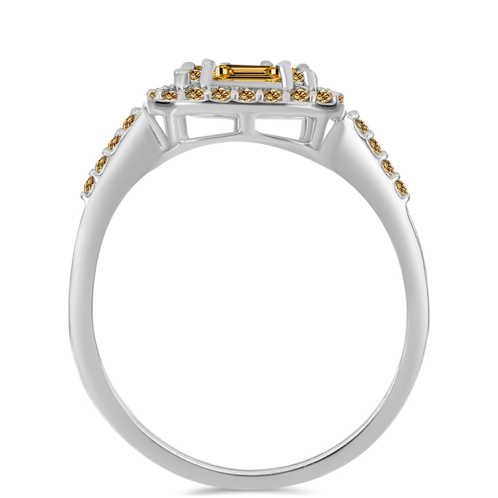 Silberring mit Champagnerfarbenem Moissanit