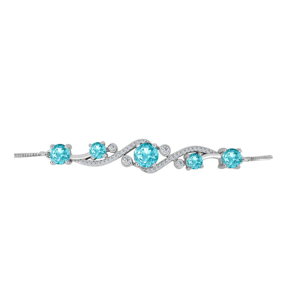 Silberarmband mit Paraiba Quarz und weißem Topas