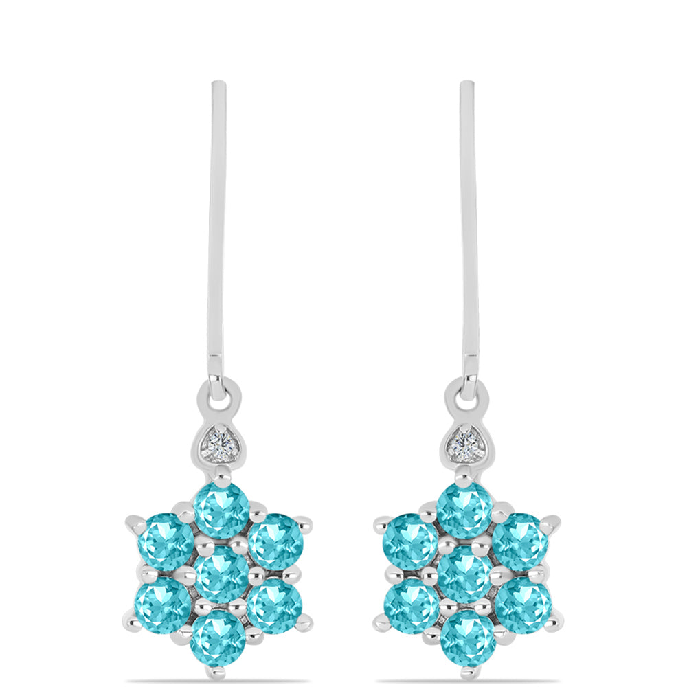 Silberohrringe mit Paraiba Quarz und weißem Topas