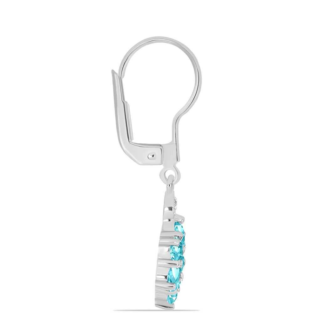 Silberohrringe mit Paraiba Quarz und weißem Topas 2 