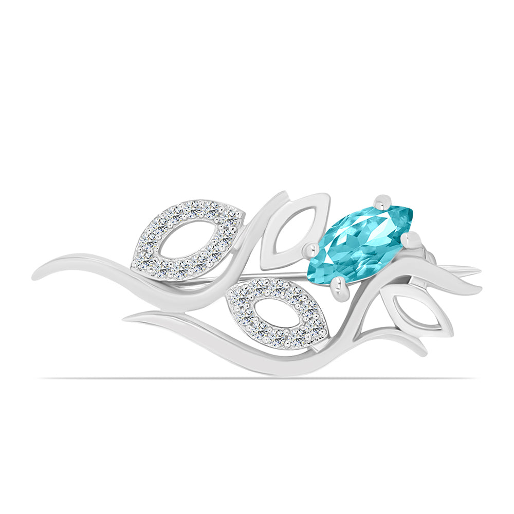 Silberbrosche mit Paraiba Quarz und weißem Topas 1 