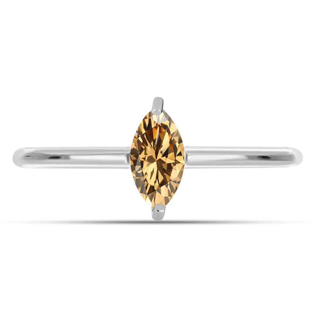 Silberring mit Champagnerfarbenem Moissanit