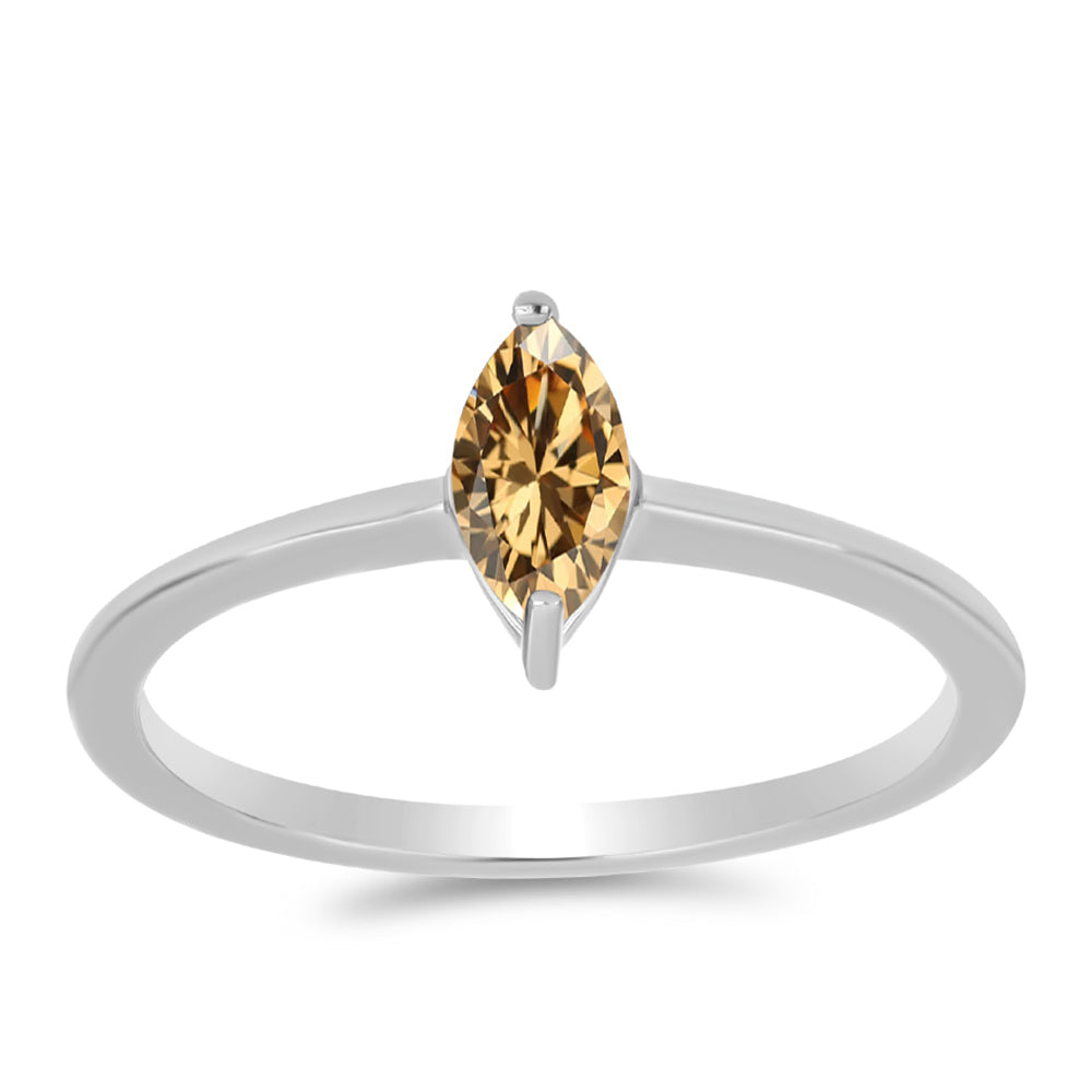 Silberring mit Champagnerfarbenem Moissanit 3 