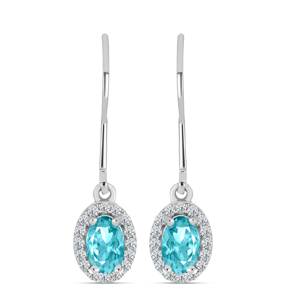 Silberohrringe mit Paraiba Quarz und weißem Topas