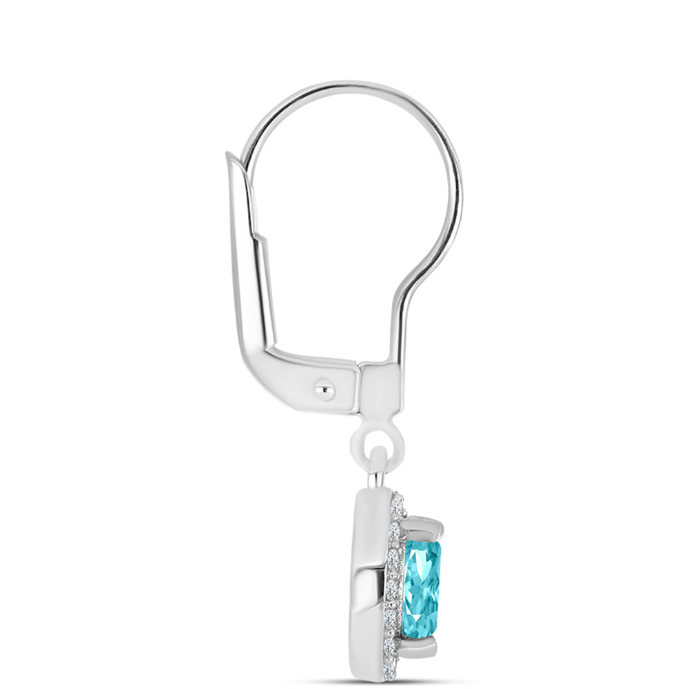 Silberohrringe mit Paraiba Quarz und weißem Topas