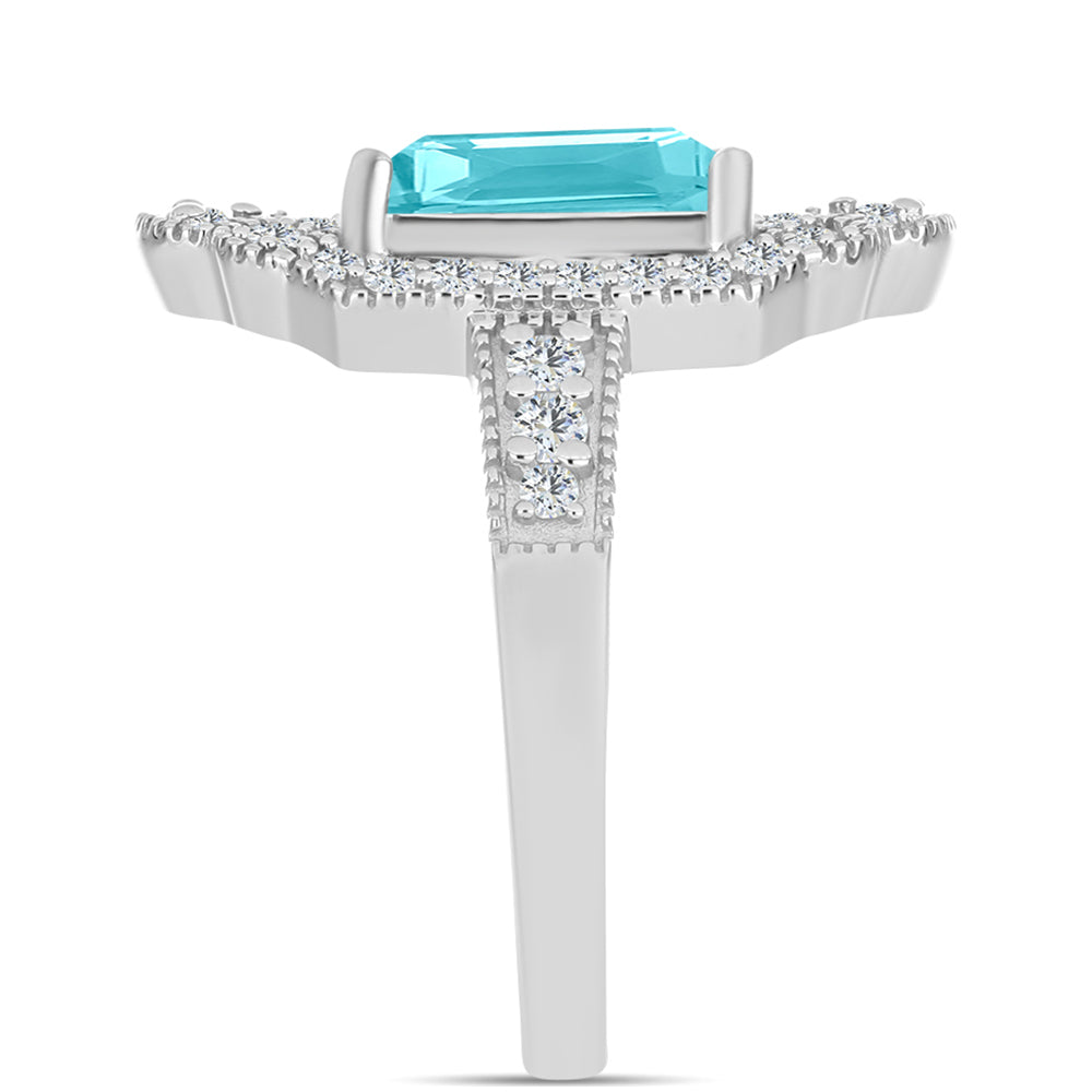 Silberring mit Paraiba Quarz und weißem Topas