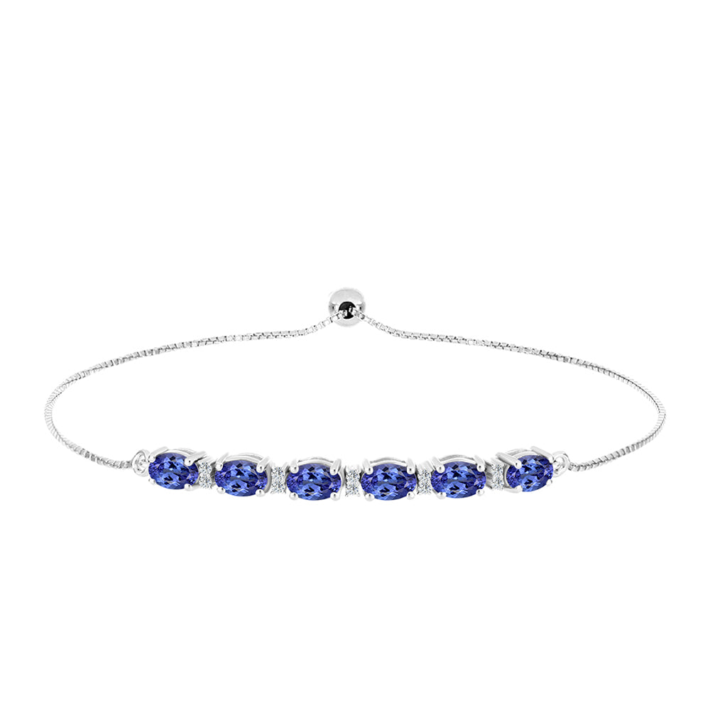 Silberarmband mit Tansanit - Klasse AAA und weißem Topas