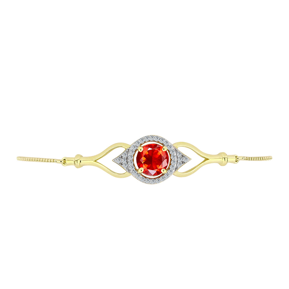 Goldplattiertes Silberarmband mit äthiopischem rotem Opal aus Lega Dembi und weißem Topas