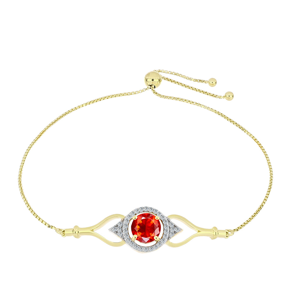 Goldplattiertes Silberarmband mit äthiopischem rotem Opal aus Lega Dembi und weißem Topas