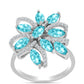 Silberring mit Paraiba Quarz und weißem Topas
