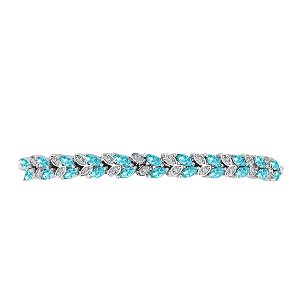 Silberarmband mit Paraiba Quarz und weißem Topas 2 