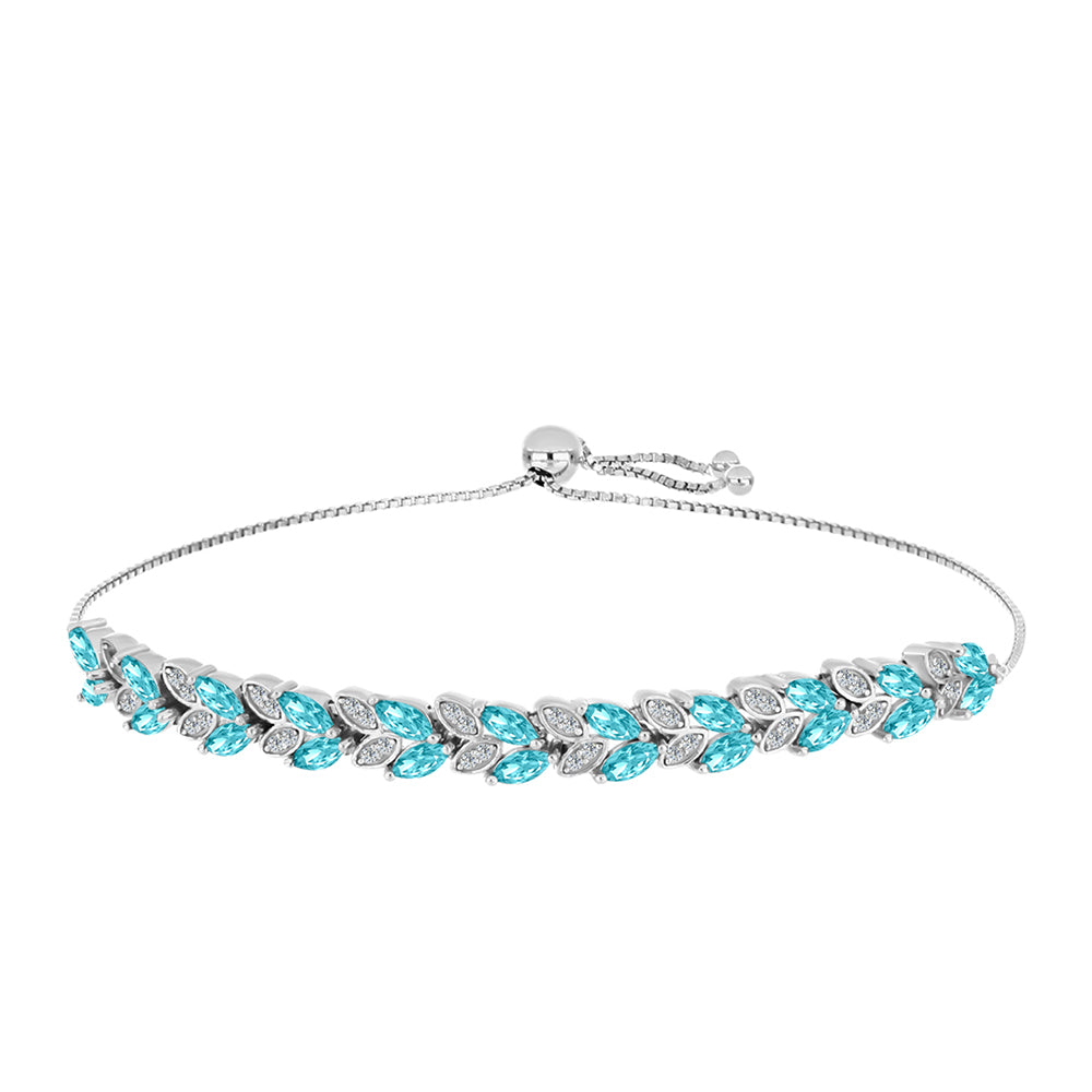 Silberarmband mit Paraiba Quarz und weißem Topas 1 