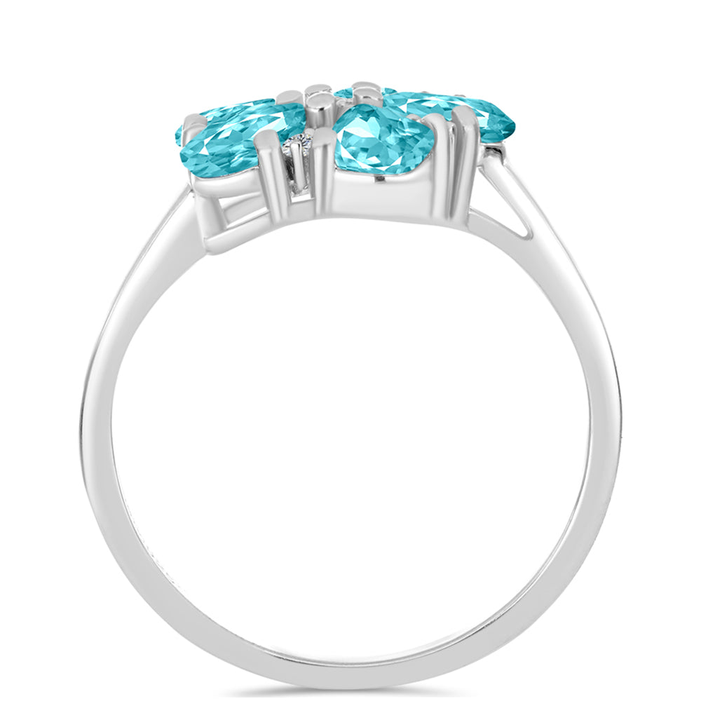 Silberring mit Paraiba Quarz und weißem Topas 2 