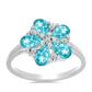 Silberring mit Paraiba Quarz und weißem Topas