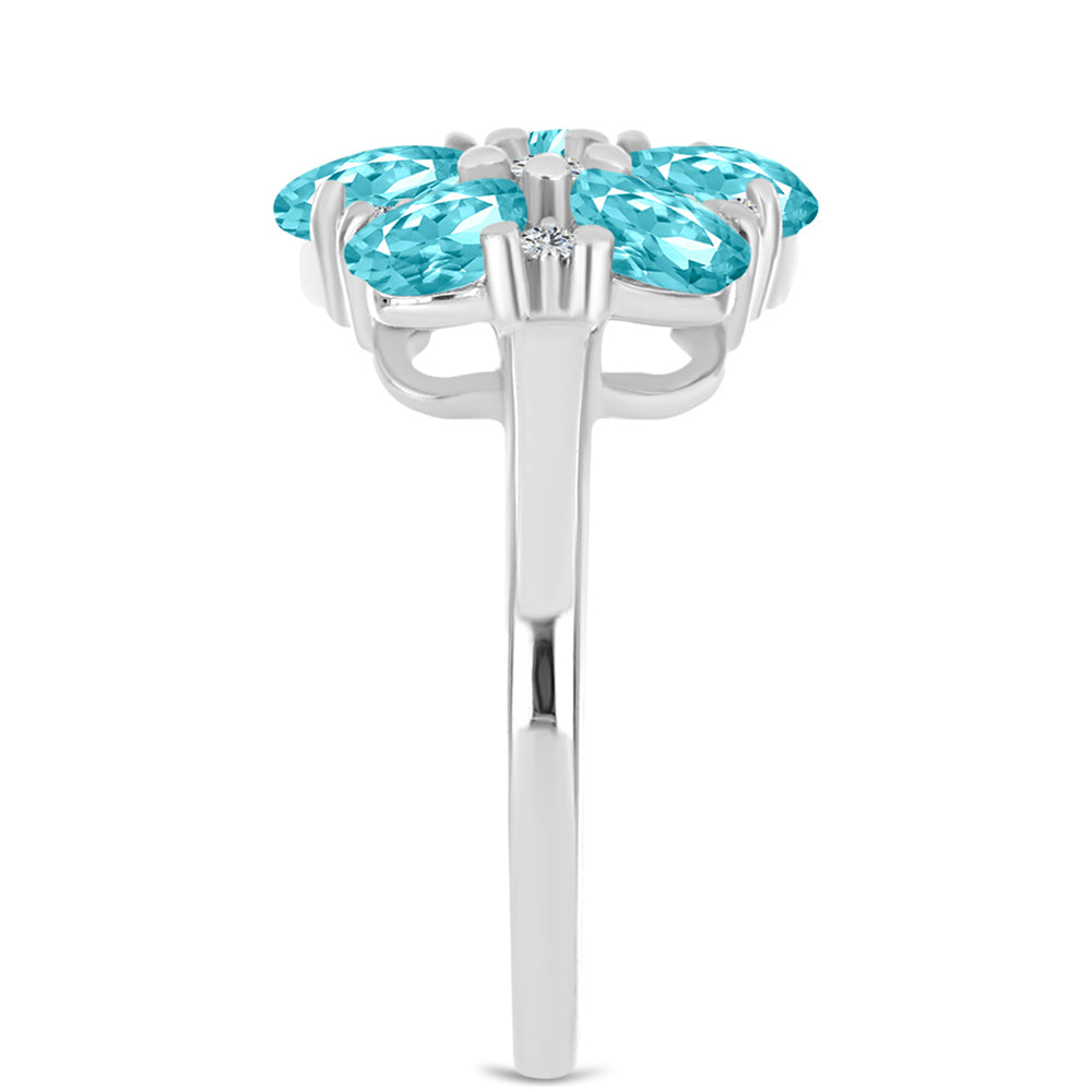 Silberring mit Paraiba Quarz und weißem Topas 4 