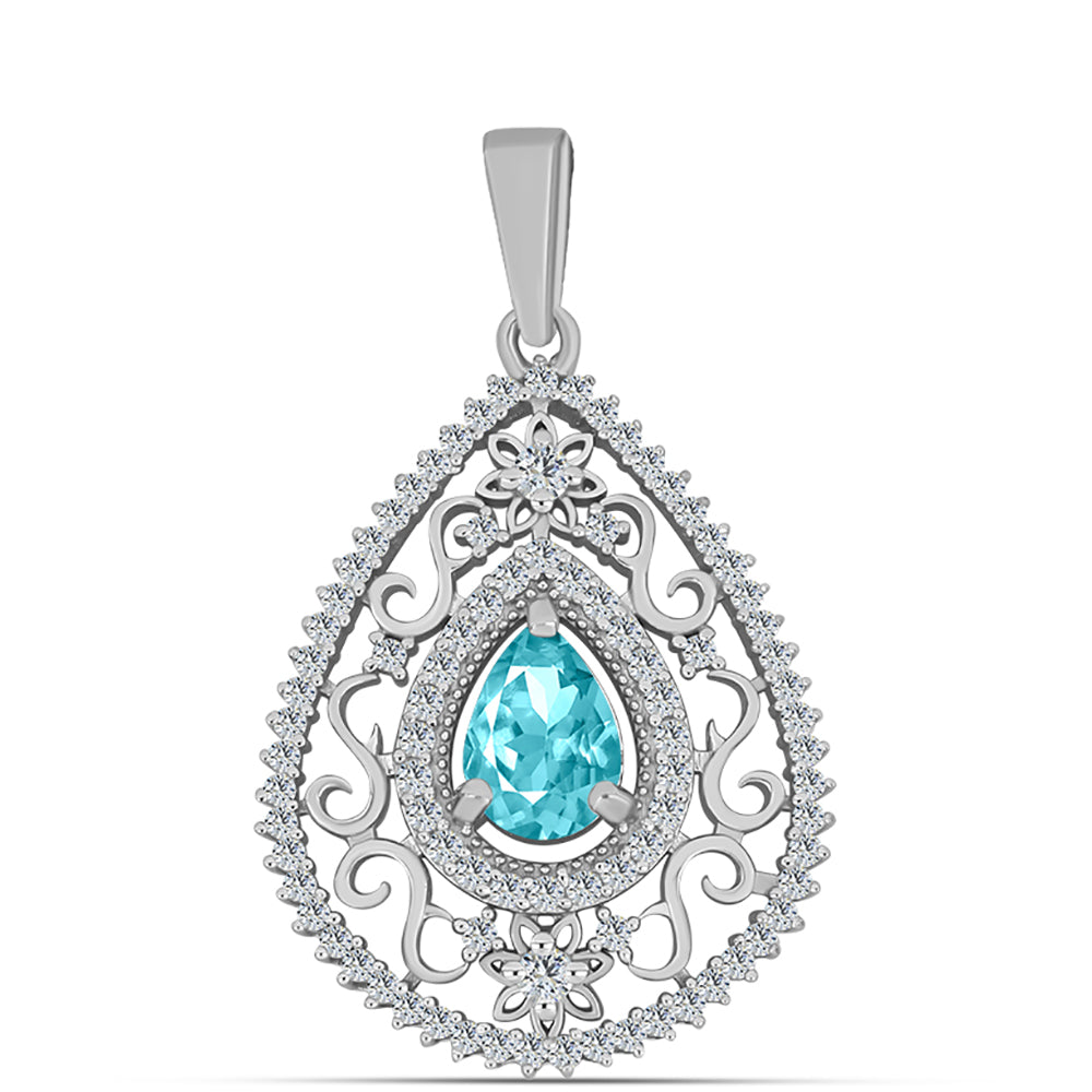 Silberanhänger mit Paraiba Quarz und weißem Topas 1 