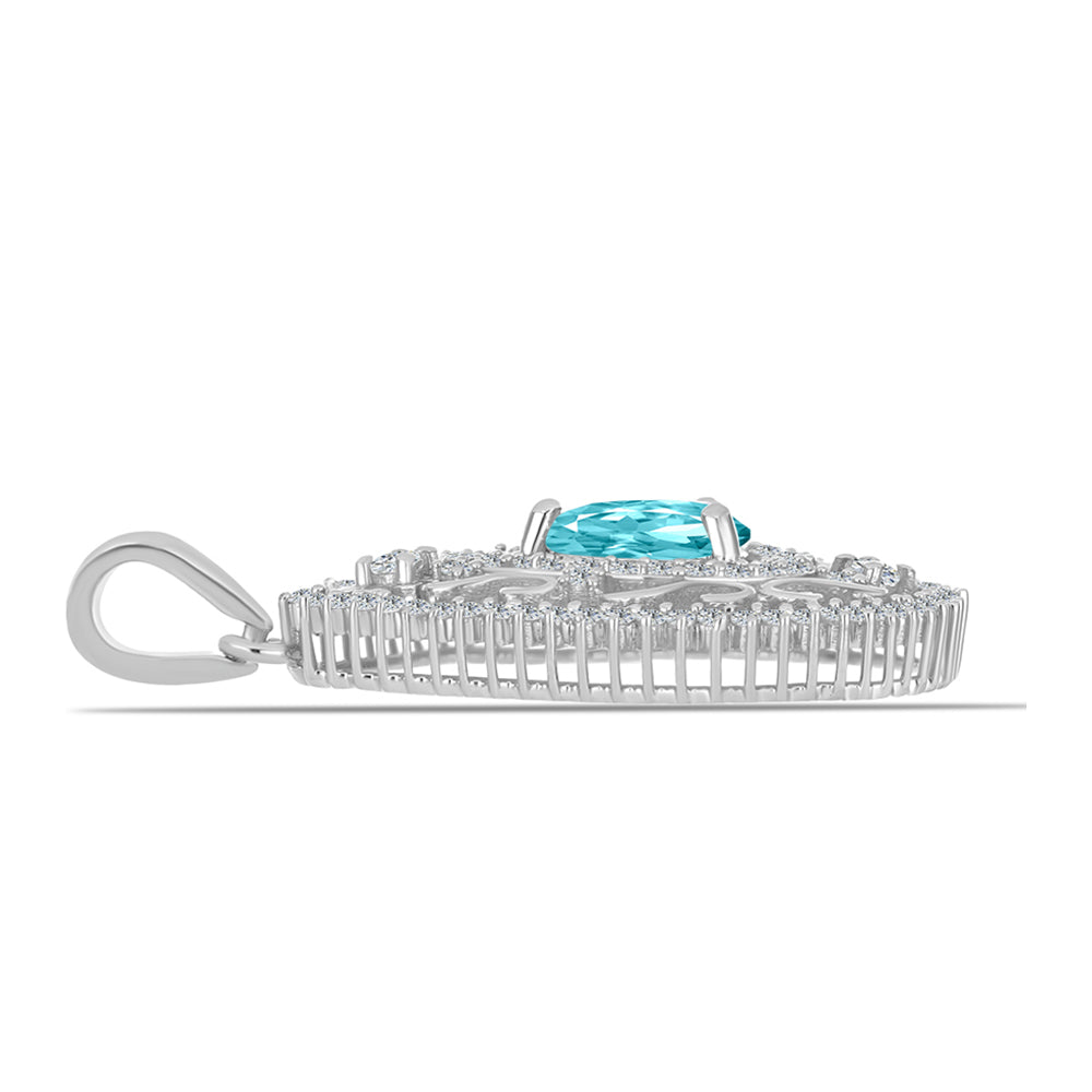 Silberanhänger mit Paraiba Quarz und weißem Topas