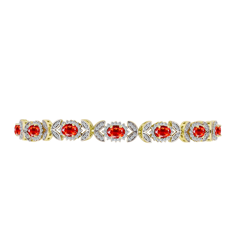 Goldplattiertes Silberarmband mit äthiopischem rotem Opal aus Lega Dembi und weißem Topas