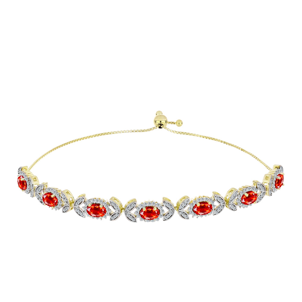 Goldplattiertes Silberarmband mit äthiopischem rotem Opal aus Lega Dembi und weißem Topas 1 