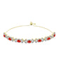 Goldplattiertes Silberarmband mit äthiopischem rotem Opal aus Lega Dembi und weißem Topas