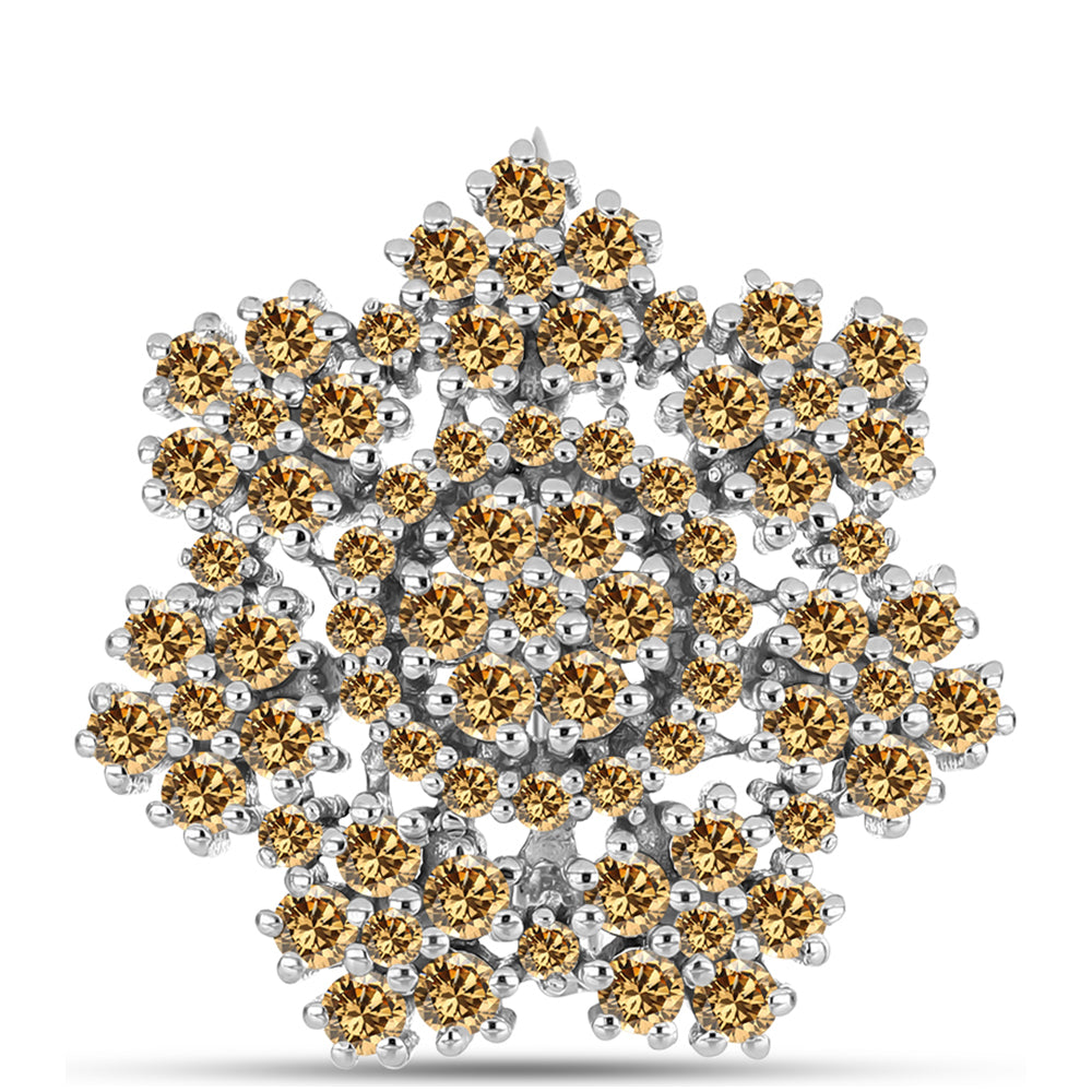 Silberbrosche mit Champagnerfarbenem Moissanit 1 