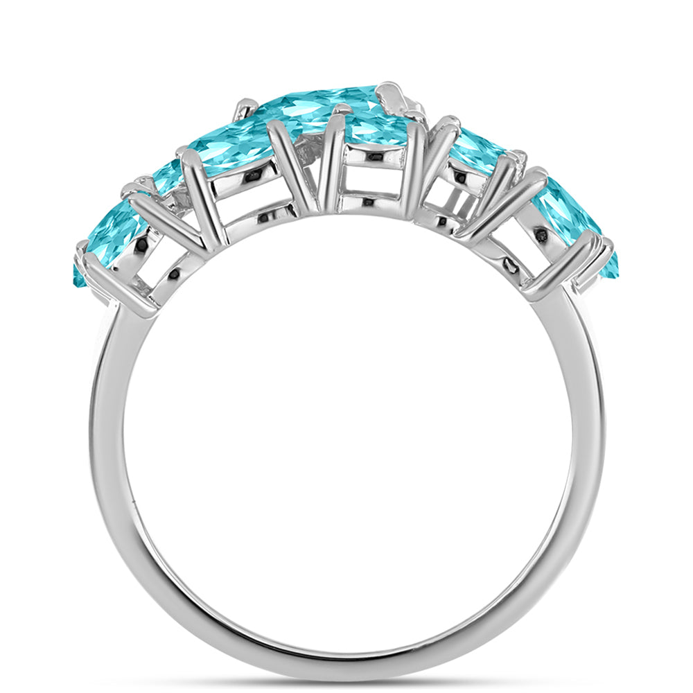 Silberring mit Paraiba Quarz und weißem Topas 2 