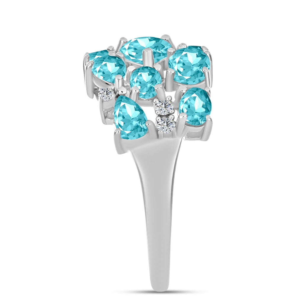 Silberring mit Paraiba Quarz und weißem Topas 4 