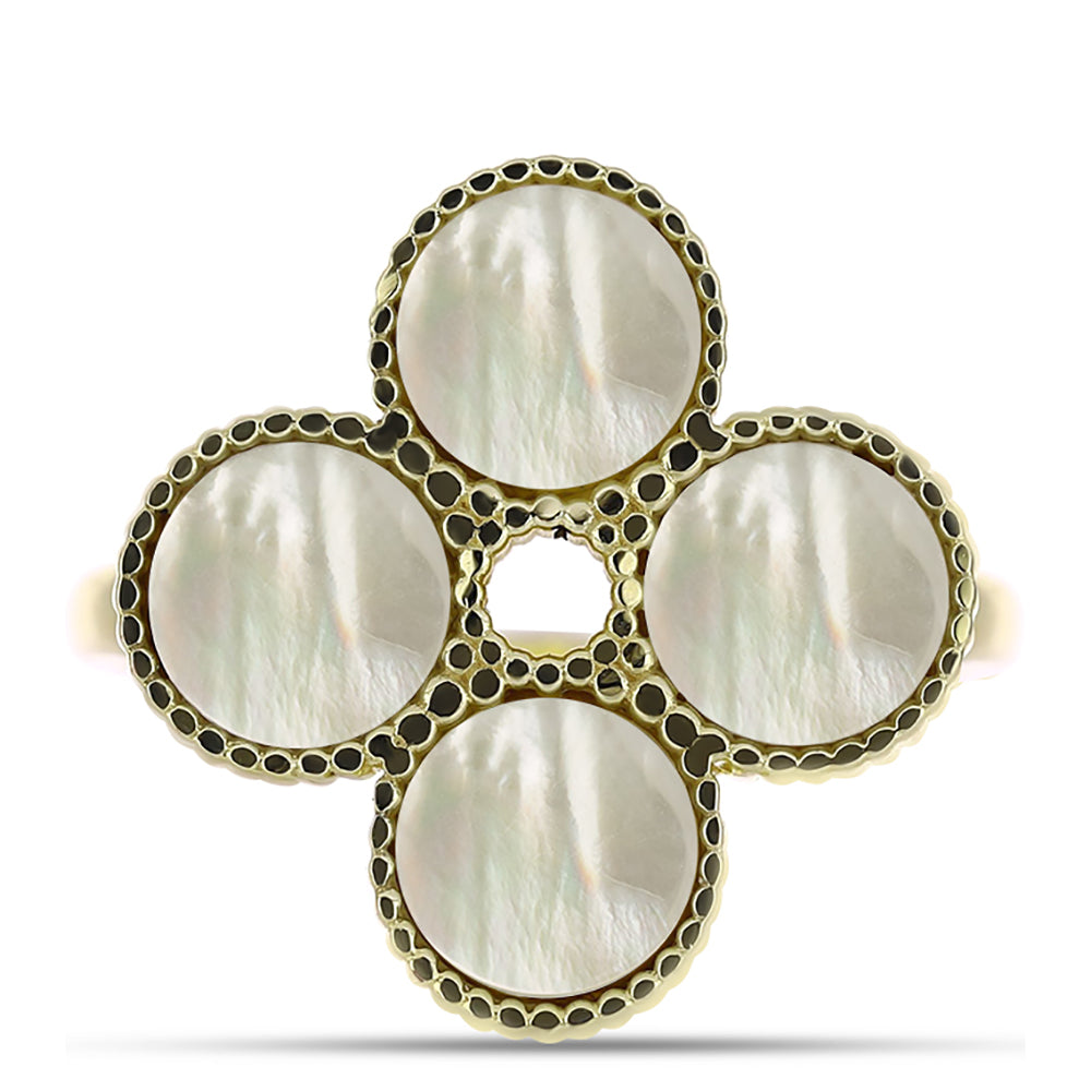 Goldplattierter Silberring mit Perlmutt 1 
