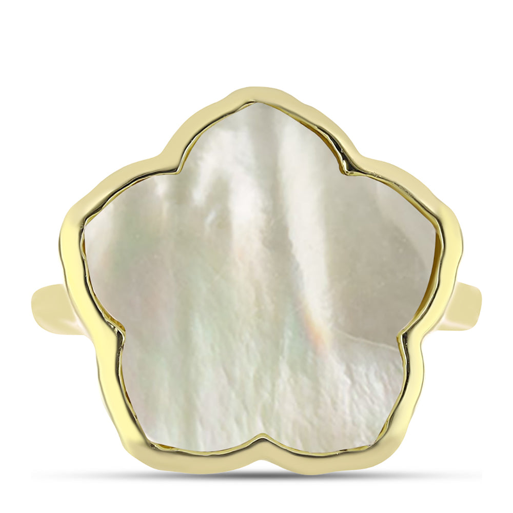 Goldplattierter Silberring mit Perlmutt