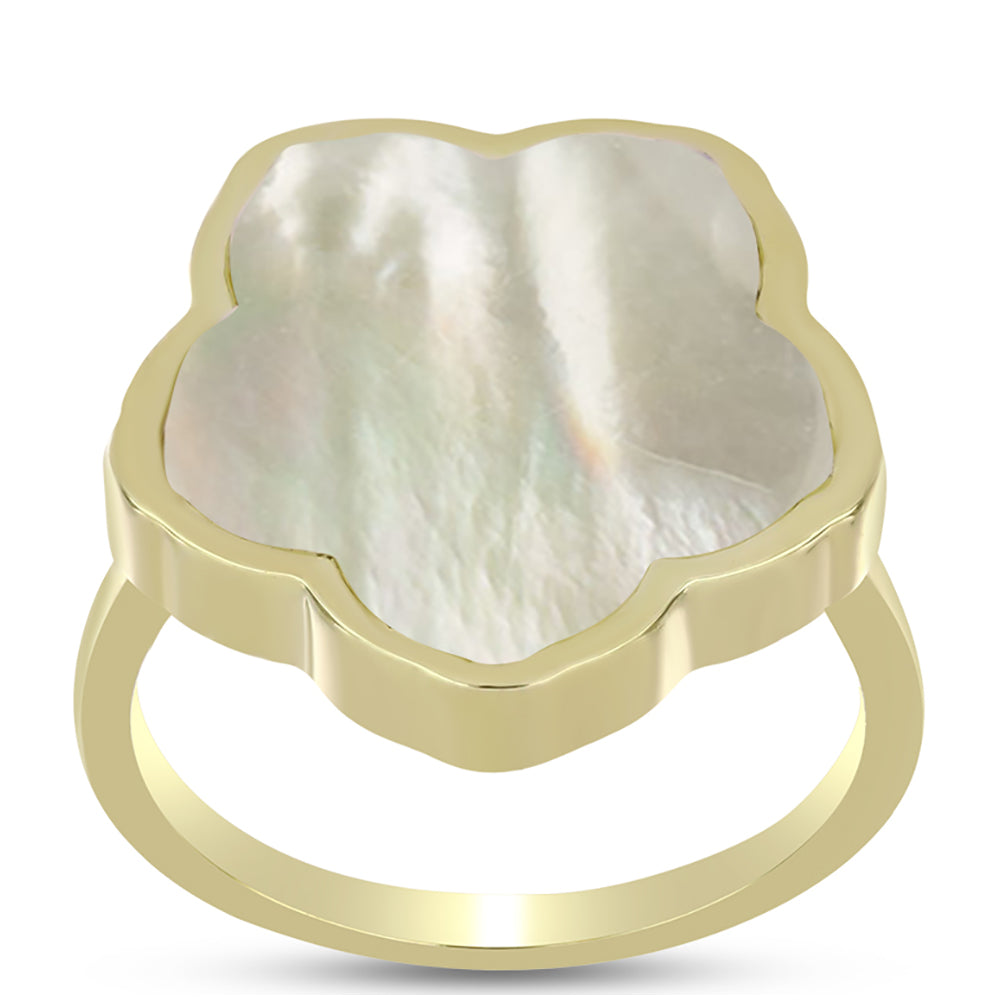 Goldplattierter Silberring mit Perlmutt