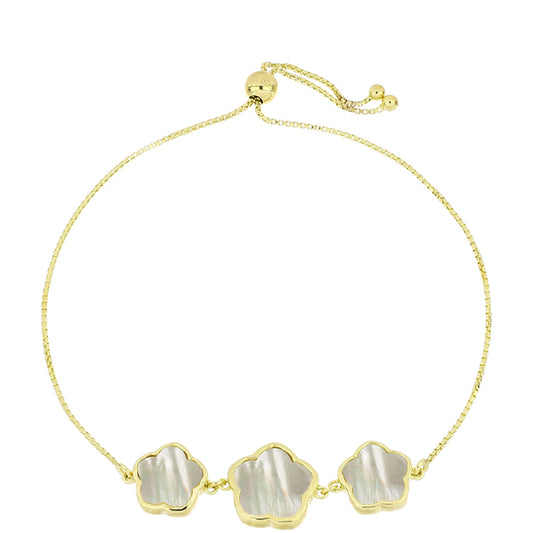 Goldplattiertes Silberarmband mit Perlmutt