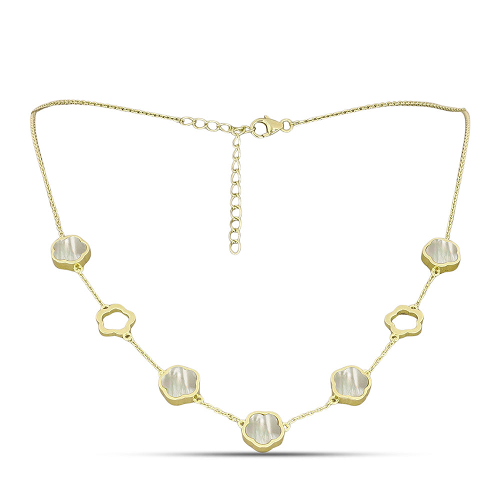 Goldplattierte Silberhalskette mit Perlmutt 1 