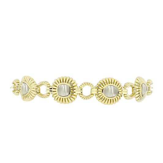 Goldplattiertes Silberarmband mit Perlmutt